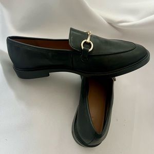 H&M Black Loafers with gold buckle detail size 10